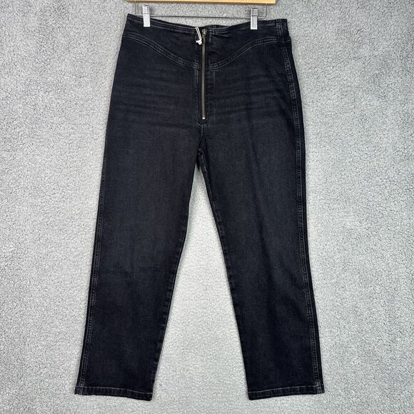 Frame The Zip Up Jean Women Size 29 Lunar Black Crop Stretch High Rise NWT - Picture 2 of 14